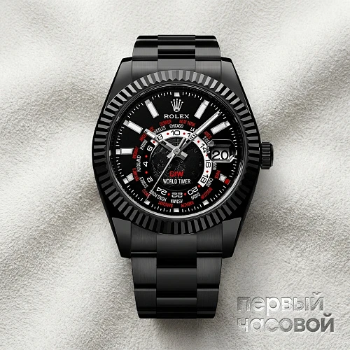 Rolex World Timer Black Dlc Red