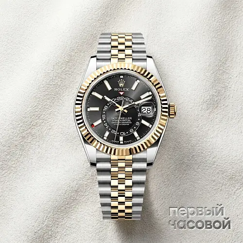 Sky-Dweller 42Mm Steel And Yellow Black Dial