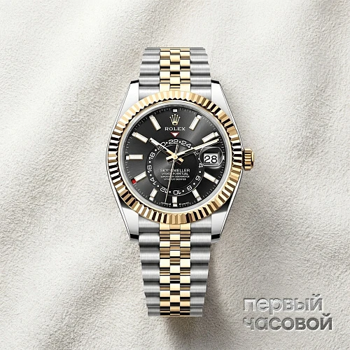 Sky-Dweller 42Mm Steel And Yellow Black Dial