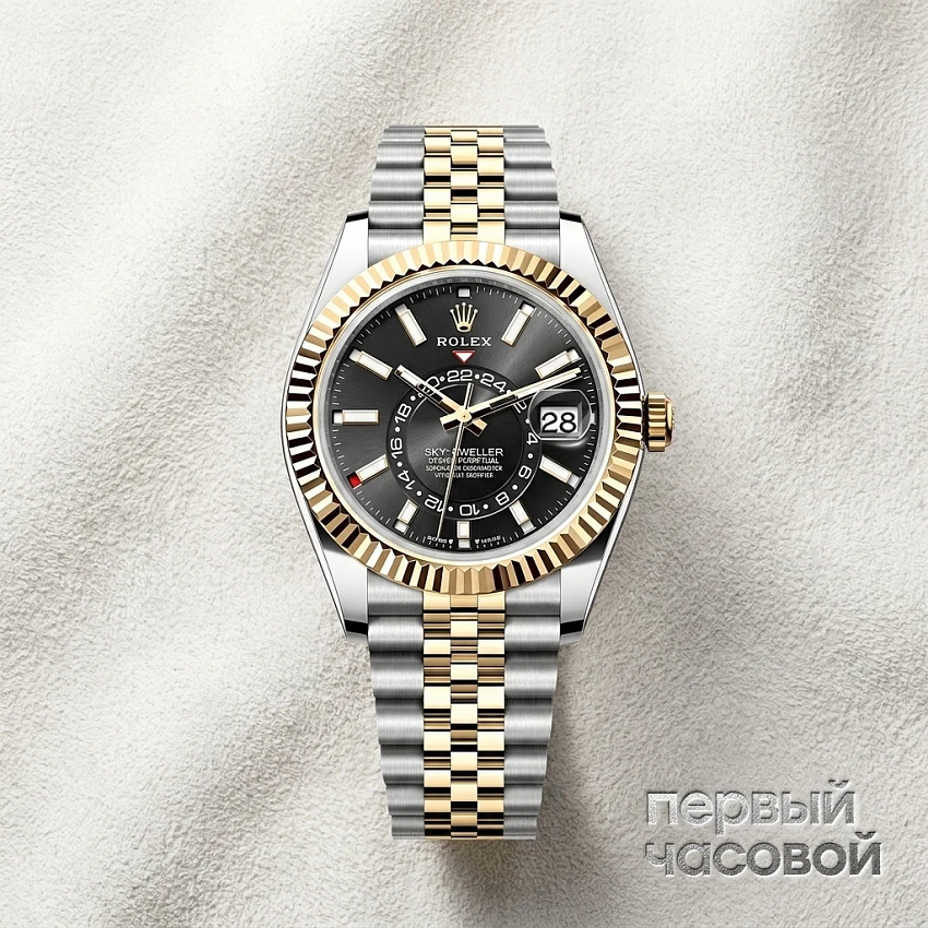 Sky-Dweller 42Mm Steel And Yellow Black Dial
