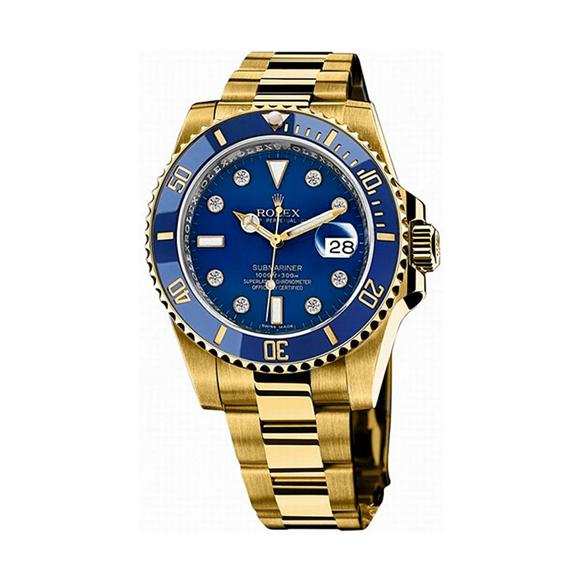Купить элитные часы Rolex SUBMARINER DATE 40MM YELLOW GOLD CERAMIC DIAMONDS INDEX 116618LB: в наличии в Москве!