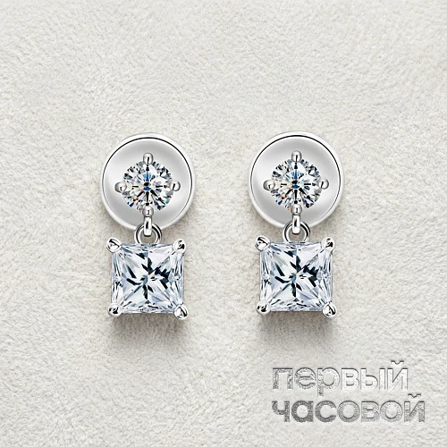 Серьги с бриллиантами "Princess Cut"
