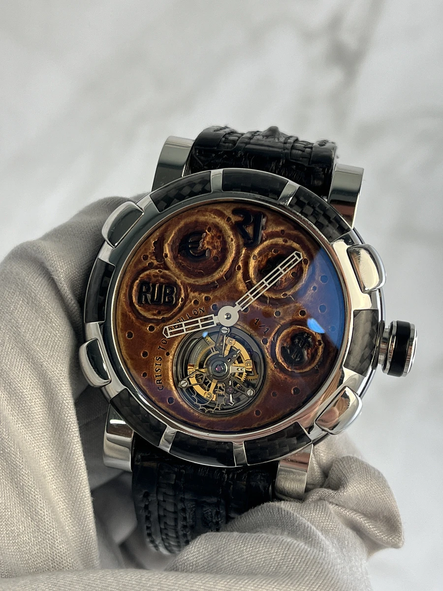 Купить элитные часы Romain Jerome Tourbilion Rusted steel T-oxy III Tourbillon black Extreme TO.MO.CRISIS.F1.11BB.00: в наличии в Москве!