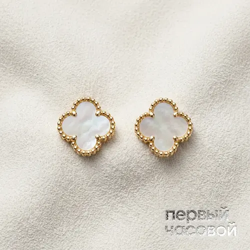 Sweet Alhambra Earstuds Yellow Gold Mop