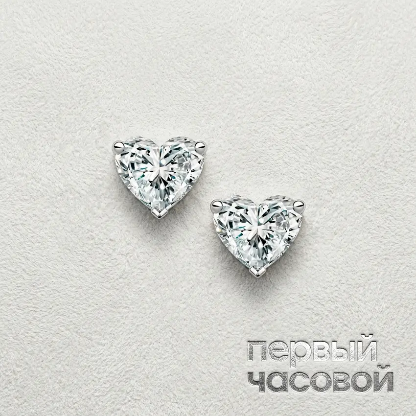 Серьги с бриллиантами 0,71/0,71 ct H/VS1 "Heart Diamonds"