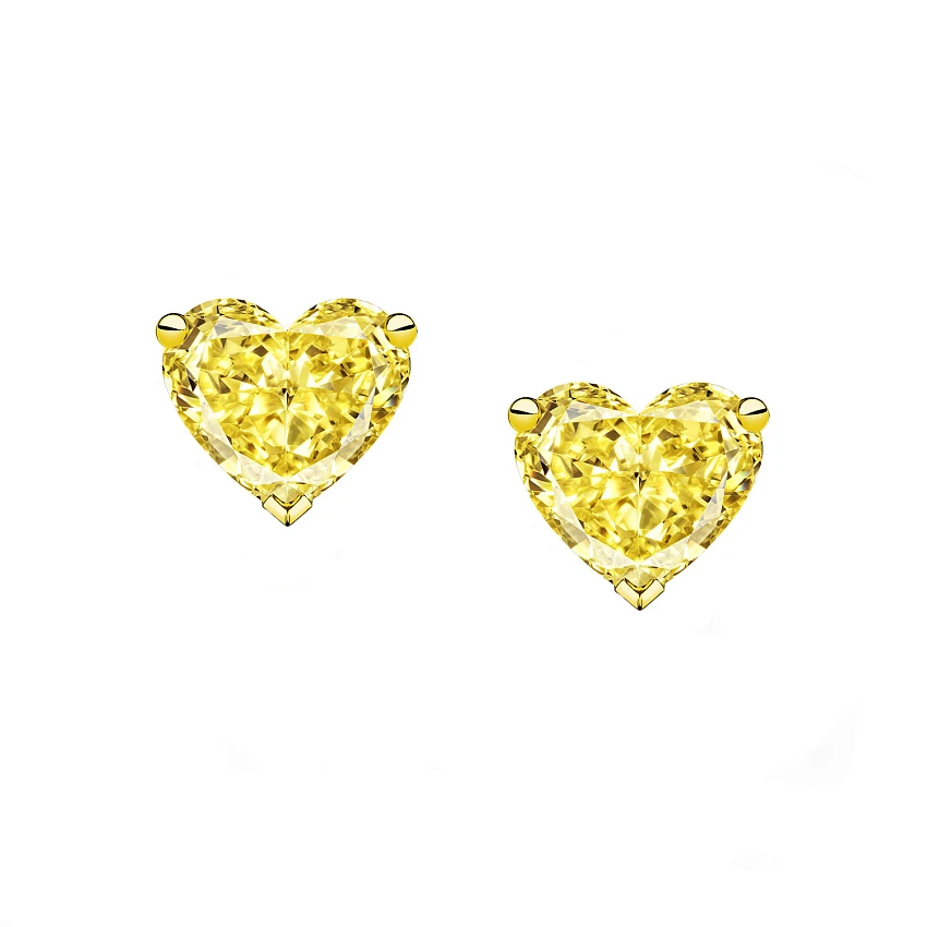 Серьги 1,01/1,01 ct. Fancy Yellow/VVS2-VS2 Heart Diamonds