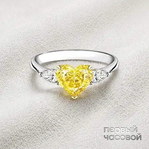 Кольцо 1,41 ct. Fancy Intense Yellow/VVS1 (Heart Diamond)