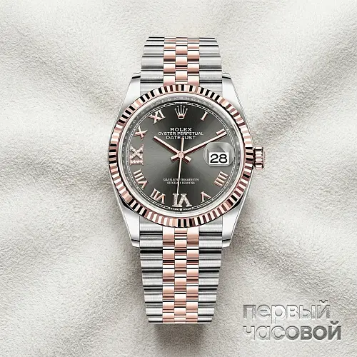 Datejust 36Mm Steel And Everose Gold Slate And 6, 9 Diamonds