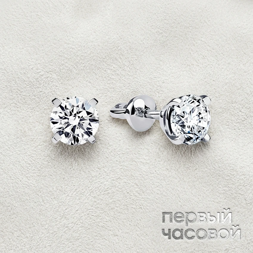 Серьги 0,51/0,54 Ct. F/Vvs2 (3 Excellent)