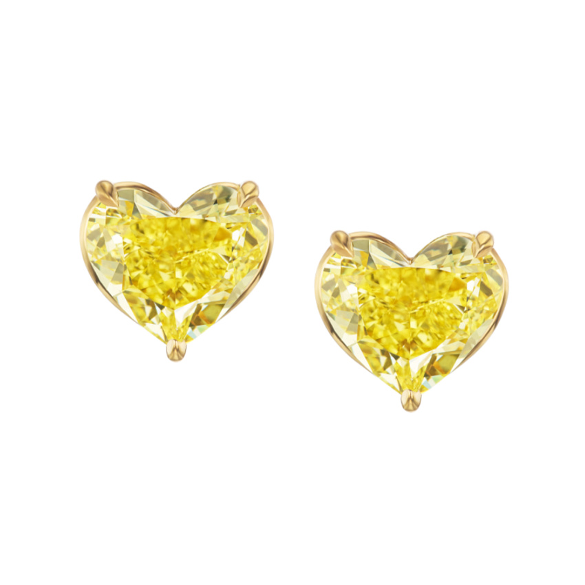 Серьги с бриллиантами 2,00/2,01 Fancy Intense Yellow