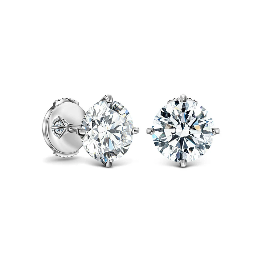 Серьги 1,50/1,50 ct. F/VVS2 "Round"