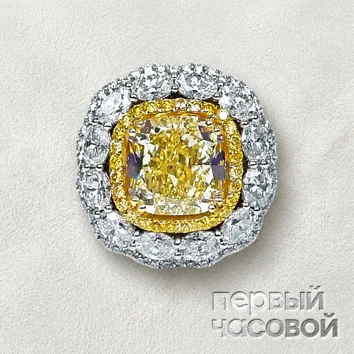 Кольцо С Бриллиантом 5,10 Ct. Fancy Yellow