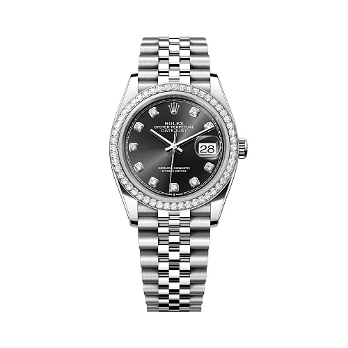 OYSTER PERPETUAL DATEJUST 36 Diamonds Bezel Black Dial