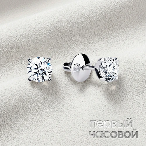 Серьги 1,00/1,00 ct. E/Si1 (3 excellent) Round Diamonds