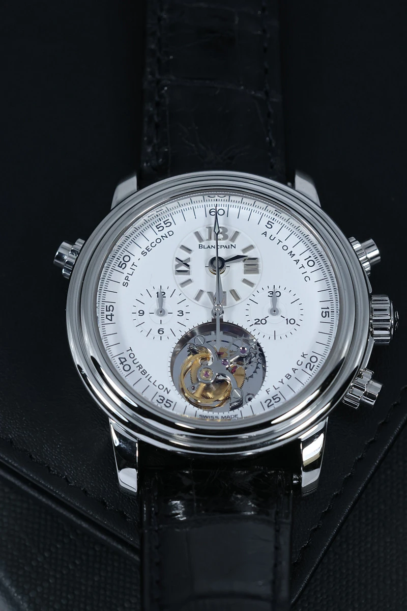 Купить элитные часы Blancpain Leman Platinum Tourbillon Split Second Chronograph 38mm 2189F 3427 63B: в наличии в Москве!