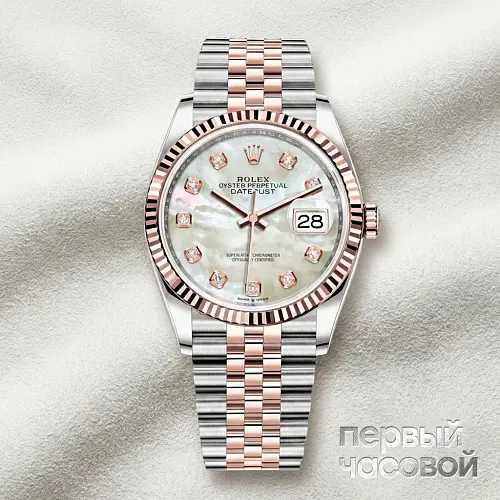 Datejust 36mm Steel and Everose Gold MOP Dial Diamonds