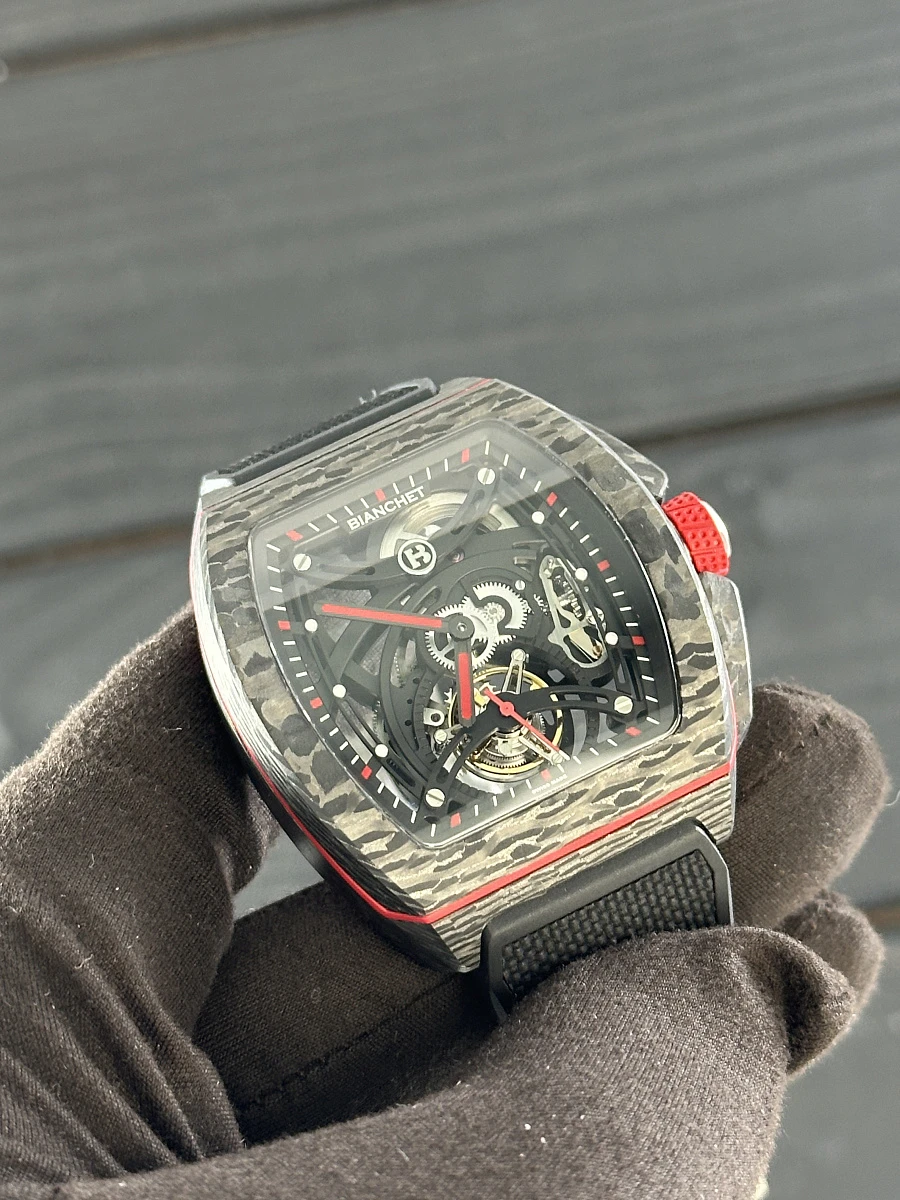 Купить элитные часы Bianchet Carbon Red Tourbillon Openwork Limited Edition B1.618: в наличии в Москве!
