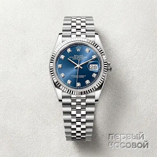 Datejust 36Mm Steel & White Gold Blue Dial Diamonds