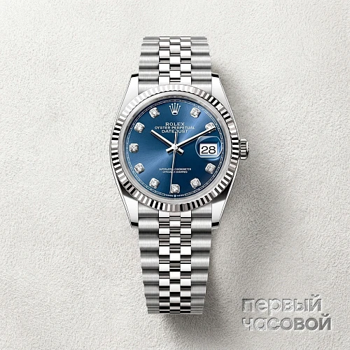 Datejust 36Mm Steel & White Gold Blue Dial Diamonds