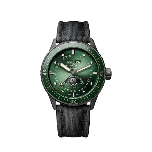 Fifty Fathoms Bathyscaphe Quantieme Complet Phases De Lune Green Dial