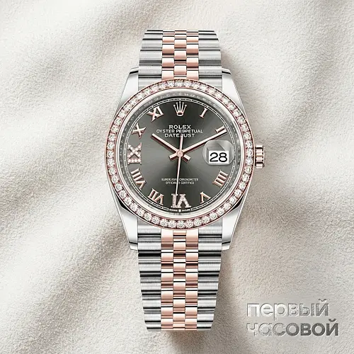 Oyster Perpetual Datejust 36 mm Everose gold and factory diamonds