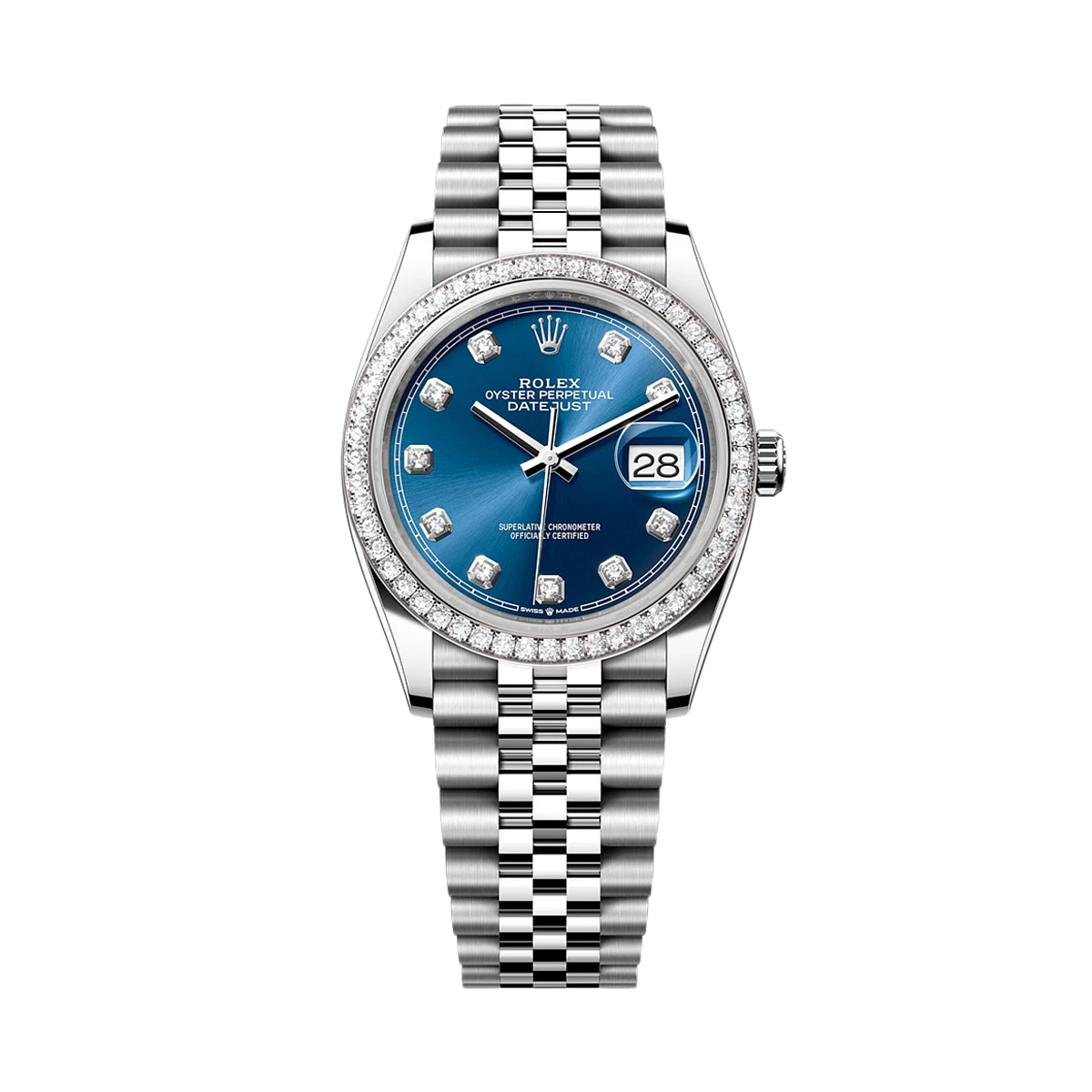 Купить элитные часы Rolex OYSTER PERPETUAL DATEJUST 36 Diamonds Bezel Blue Dial 126284RBR: в наличии в Москве!
