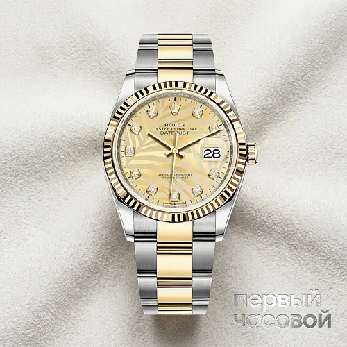 Datejust 36Mm Steel & Yellow Gold Palm Motif Diamond