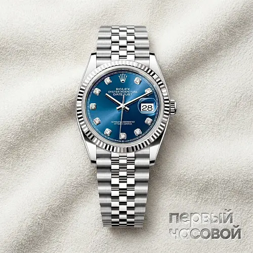 Datejust 36Mm Rolex Blue Dial Diamond Index
