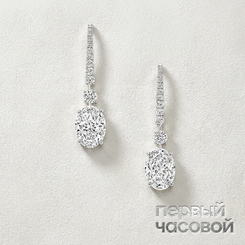 Серьги с бриллиантами 2,22/2,33 ct. D/VS