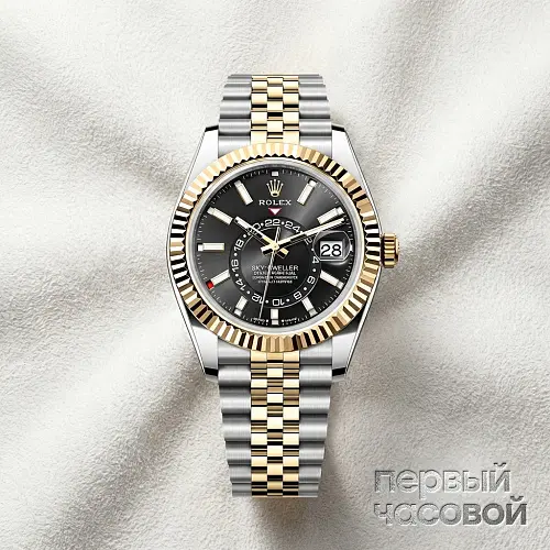 Sky-Dweller 42Mm Steel And Yellow Black Dial