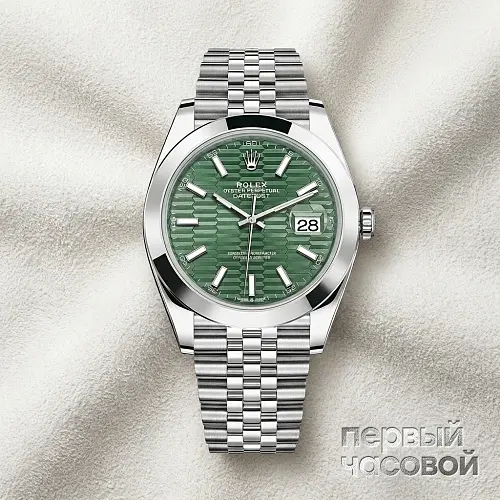 Datejust 41mm Mint Green Motif Dial Jubilee Stainless Steel
