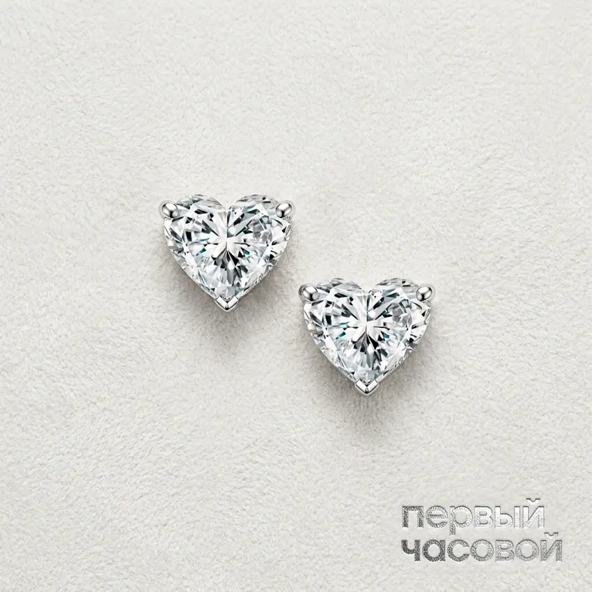 Серьги с бриллиантами 0,77/0,77 ct E-F/VS2 "Heart Diamonds"
