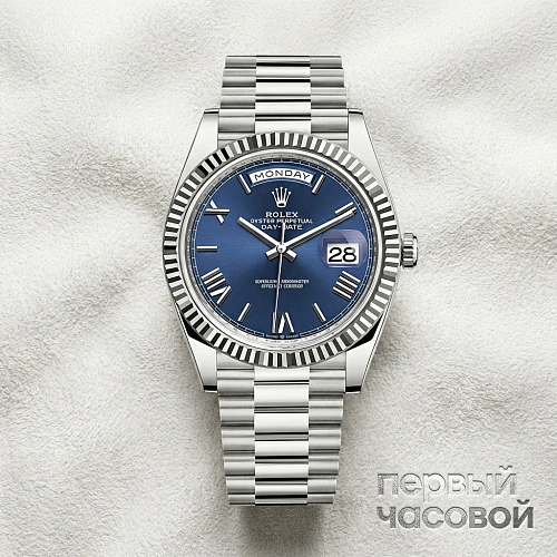 Oyster Perpetual Day-Date 40Mm White Gold Blue Dial