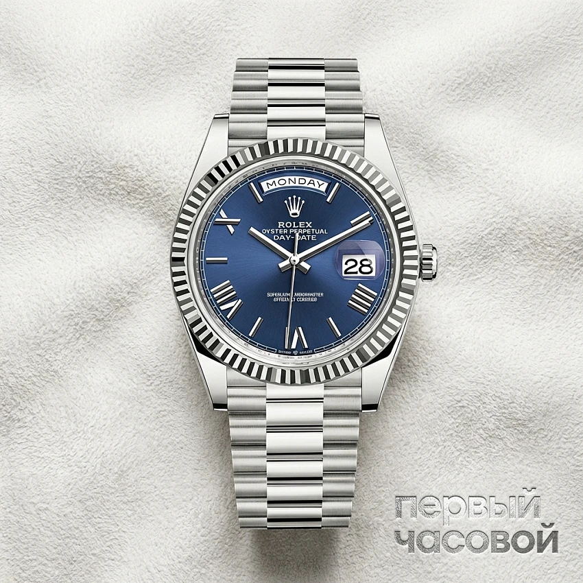 Oyster Perpetual Day-Date 40Mm White Gold Blue Dial