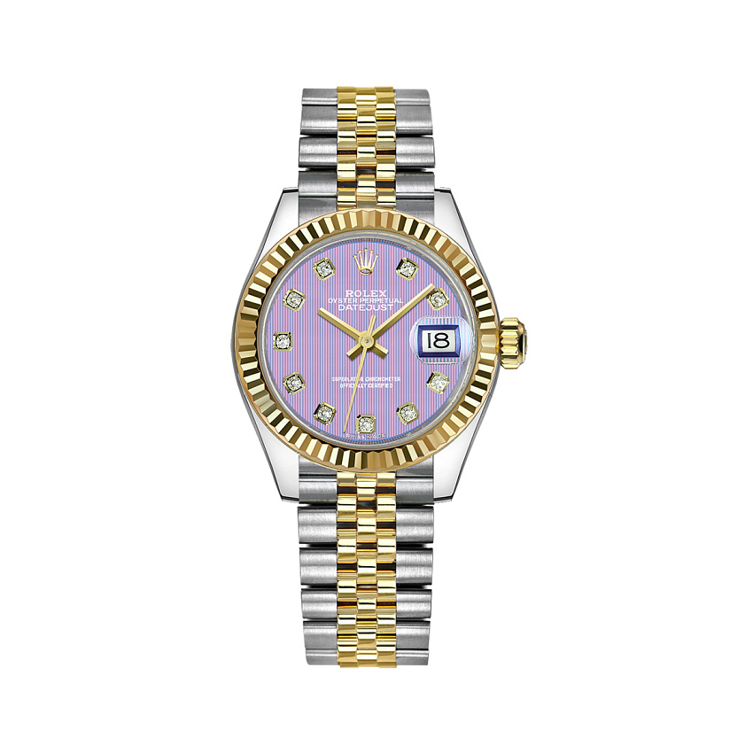 Datejust 28mm Steel & Yellow Gold Lavender Dial