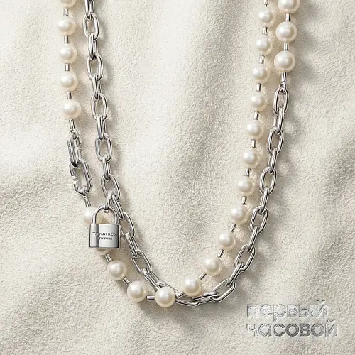 Hardwear Pearl Lock Necklace In Silver, 9-10 Mm