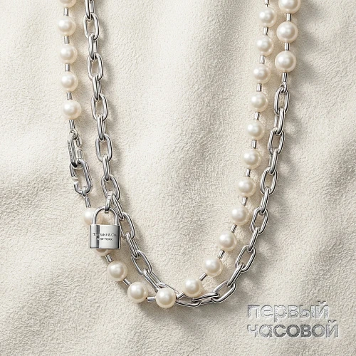 Hardwear Pearl Lock Necklace In Silver, 9-10 Mm