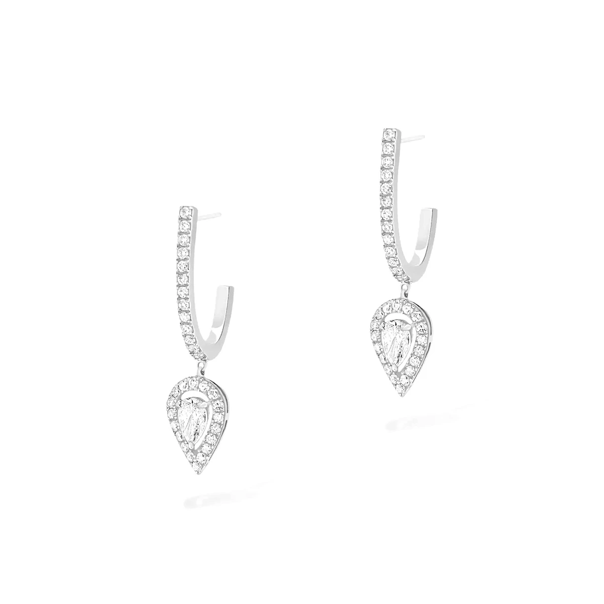 Купить украшение MESSIKA Joy Hoop Earrings Pear Diamond 2x0.10ct Joy pear-cut diamond hoop earrings for women 07480-WG: в наличии в Москве!