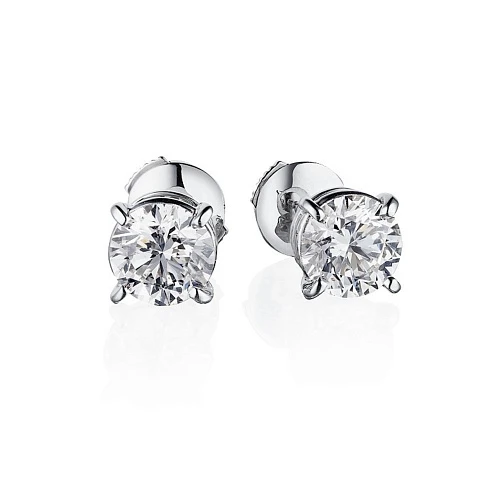 Серьги 1,00/1,00 ct. F/VVS2 "Round"