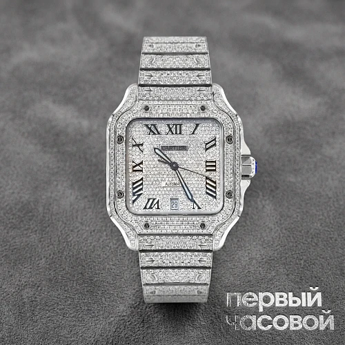Santos De Cartier Custom Full Pave Diamond
