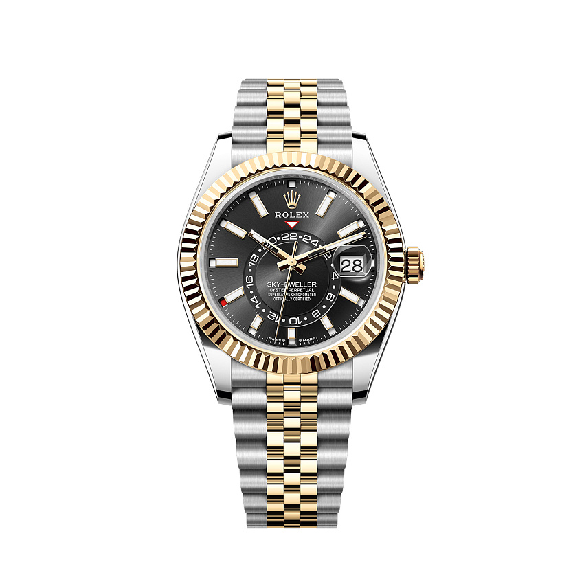 Sky-Dweller 42mm Steel and Yellow Black Dial 