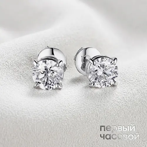 Серьги 1,00/1,00 ct. F/VVS2 "Round"