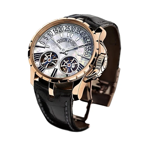 Excalibur Double Tourbillon Rose Gold Mother of Pearl Dial 