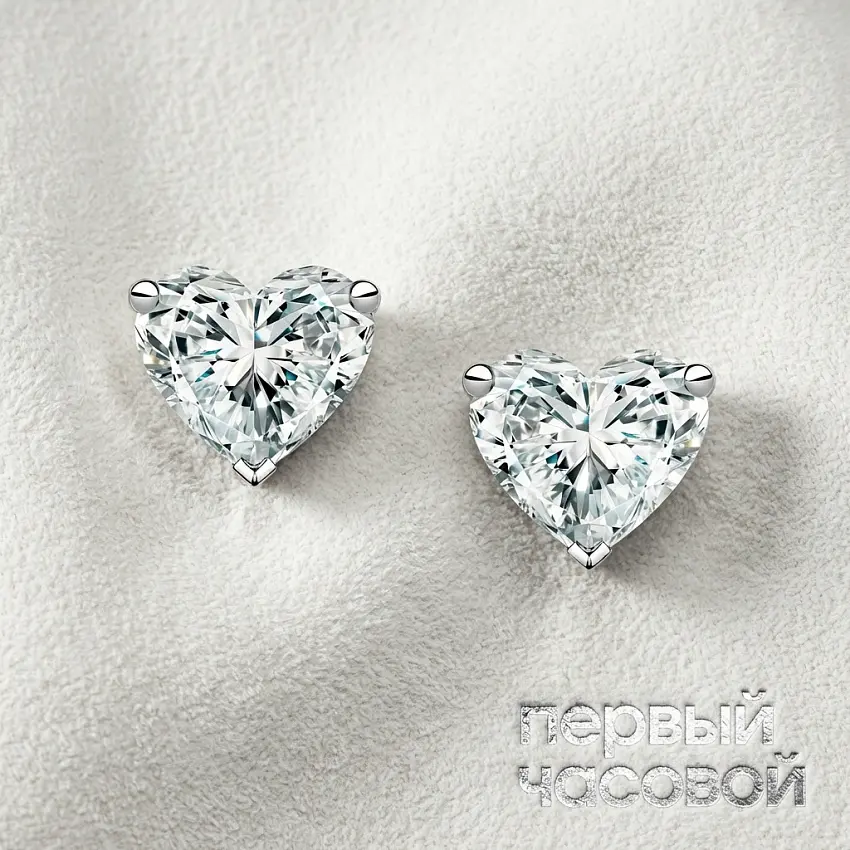 Серьги с бриллиантами 1,00/1,01 ct H/VVS1-VVS2 (Heart Diamonds)