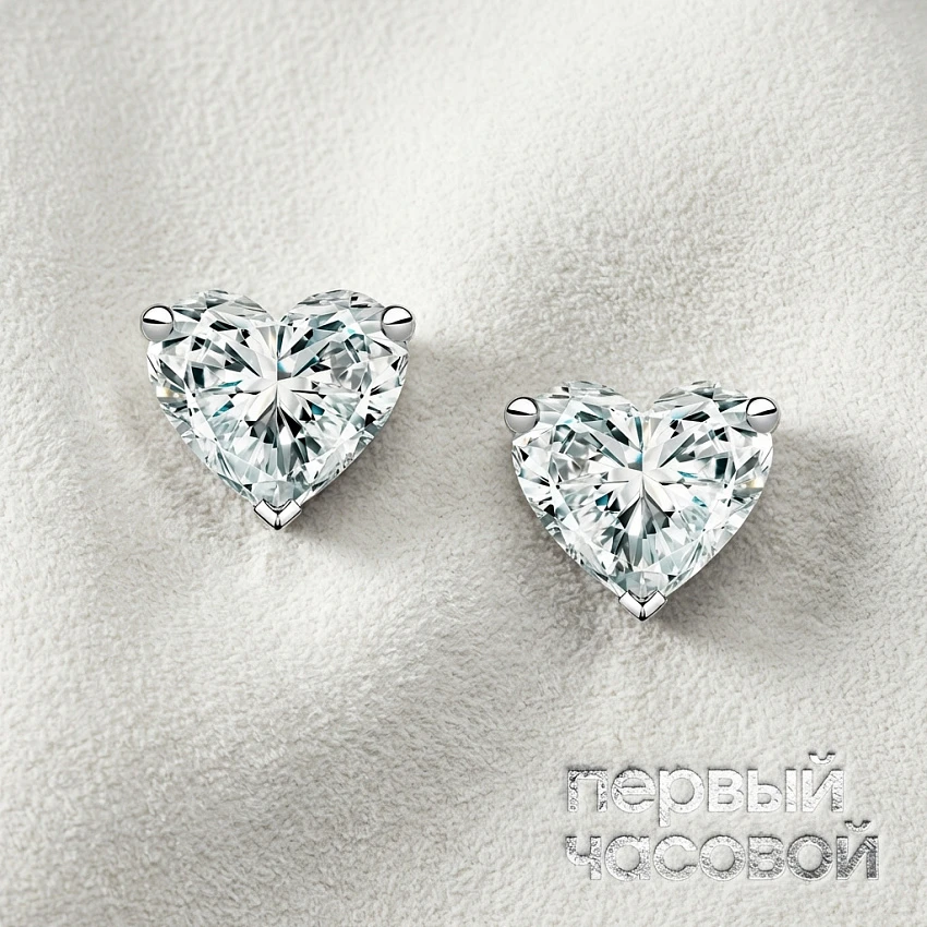 Серьги 1,00/1,01 ct. H/VVS1-VVS2 (Heart Diamonds)
