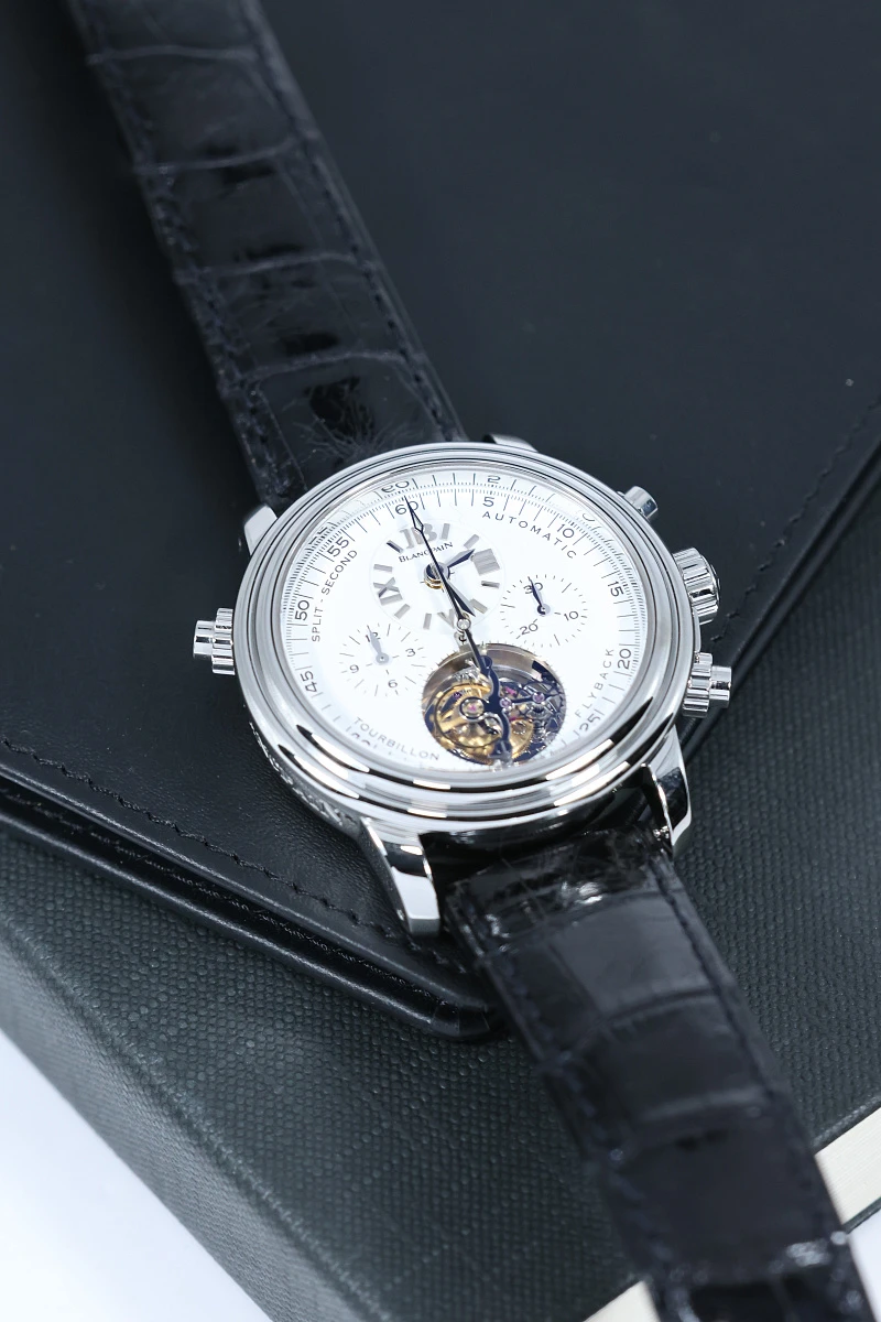 Купить элитные часы Blancpain Leman Platinum Tourbillon Split Second Chronograph 38mm 2189F 3427 63B: в наличии в Москве!