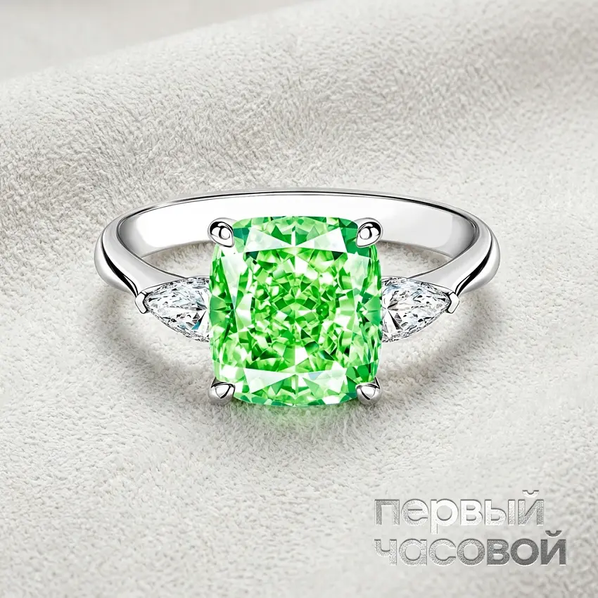 Кольцо с бриллиантом 6,01 ct Fancy Brownish Greenish Yellow/VVS2