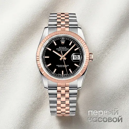 Datejust 36Mm Steel & Rose Gold Black Dial