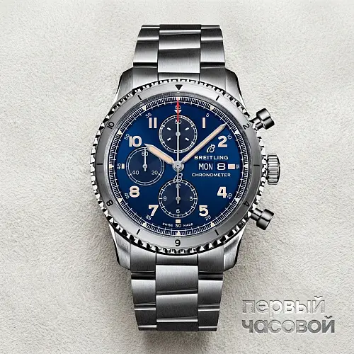 Aviator 8 Chronograph 43 Stainless Steel Blue