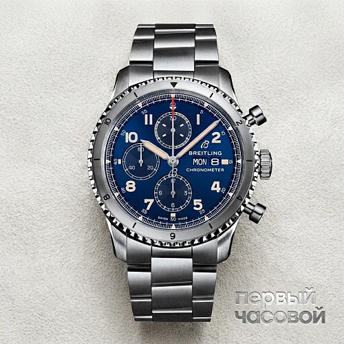 Aviator 8 Chronograph 43 Stainless Steel Blue